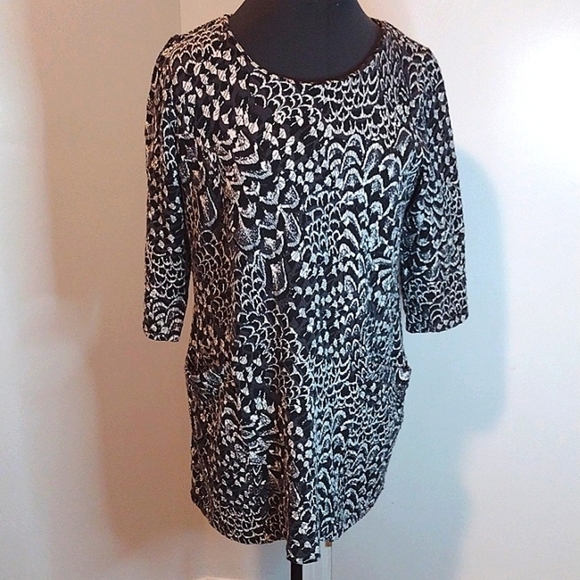 Joules Z Rhona Black Gray White Sweater Dress with Front Pockets Size 10 - Picture 1 of 9